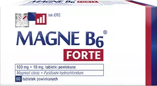 Magne B6 Forte zawiera podwójną dawkę magnezu w postaci cytrynianu magnezu i witaminę B6, która zwiększa jego wchłanianie.