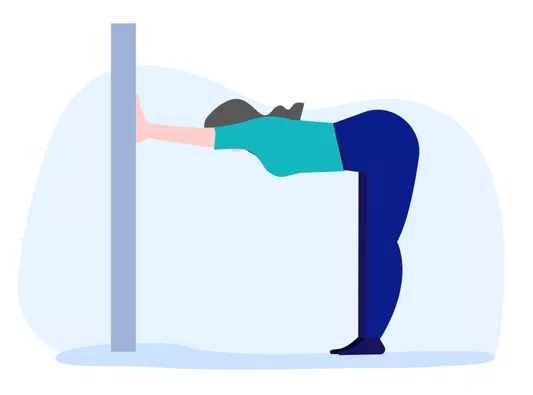 Ilustracja ćwiczenia 'Rozciąganie w skłonie do przodu'. Oprócz regularnych ćwiczeń stosuj magnez codziennie. 
