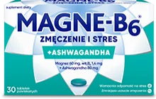 Suplement diety Magne B6 Zmęczenie i Stres zawiera adaptogen, wyciąg z korzenia ashwagandhy - na problemy z koncentracją.