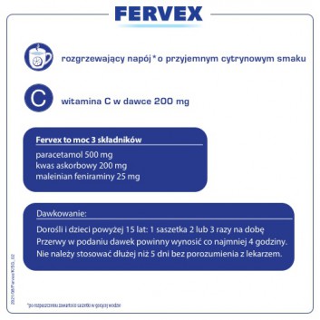 FERVEX o smaku cytrynowym, 8 saszetek - obrazek 3 - Apteka internetowa Melissa