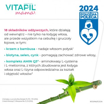 Vitapil Mama, wypadanie włosów po ciąży i podczas karmienia piersią, kapsułki twarde, 60 sztuk - obrazek 4