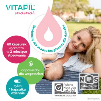 Vitapil Mama, wypadanie włosów po ciąży i podczas karmienia piersią, kapsułki twarde, 60 sztuk - obrazek 5