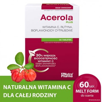 NutroPharma Acerola Plus Witamina C - 60 tabl. - cena, opinie, składniki - obrazek 2 - Apteka internetowa Melissa