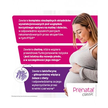 Prenatal Classic, witaminy dla kobiet w ciąży (od 13. tygodnia) i karmiących piersią, kapsułki, 90 sztuk - obrazek 3