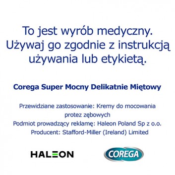 Corega Super Mocny Delikatnie Miętowy Krem mocujący do protez zębowych, 40 g - obrazek 3