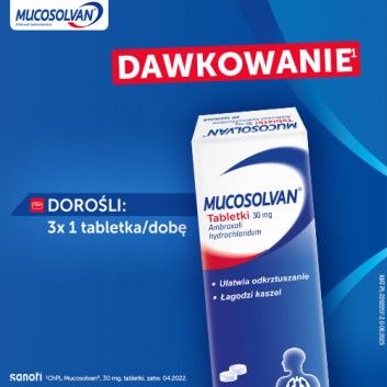 MUCOSOLVAN 30 mg tabletki na kaszel, 20 szt., cena, opinie, skład - obrazek 6 - Apteka internetowa Melissa