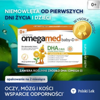 OMEGAMED Baby DHA z alg + Wit D Dla niemowląt i dzieci 0+, 60 kapsułek - obrazek 2