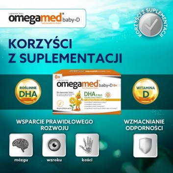OMEGAMED Baby DHA z alg + Wit D Dla niemowląt i dzieci 0+, 60 kapsułek - obrazek 4