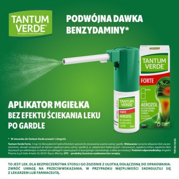 Tantum Verde Forte, 3 mg/ml, aerozol do stosowania w jamie ustnej i gardle, 15 ml - obrazek 4