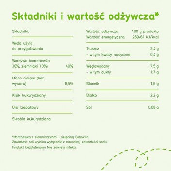 BOBOVITA Marchewka z ziemniaczkami i cielęciną po 5 m-cu - 125 g - cena, opinie, właściwości - obrazek 7 - Apteka internetowa Melissa