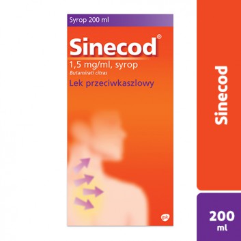 Sinecod 1,5ml/ml - 200 ml - syrop na kaszel - cena, opinie, dawkowanie - obrazek 1 - Apteka internetowa Melissa