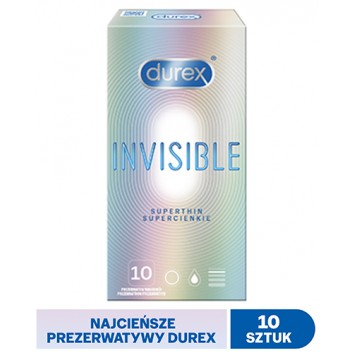 Durex Invisible, prezerwatywy supercienkie, 10 sztuk - obrazek 1 - Apteka internetowa Melissa