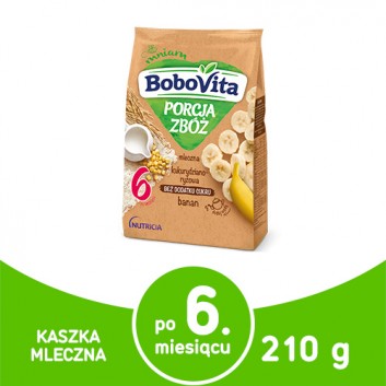 BOBOVITA PORCJA ZBÓŻ Kukurydziano-ryżowa kaszka mleczna bananowa po 6 m-cu - 210 g - obrazek 1 - Apteka internetowa Melissa