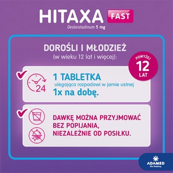 Hitaxa Fast, 5 mg, tabletki ulegające rozpadowi w jamie ustnej, 10 sztuk - obrazek 5