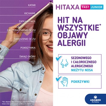 HITAXA FAST JUNIOR, 10 tabl. na alergię cena, opinie, właściwości - obrazek 4 - Apteka internetowa Melissa