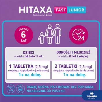 HITAXA FAST JUNIOR, 10 tabl. na alergię cena, opinie, właściwości - obrazek 5 - Apteka internetowa Melissa