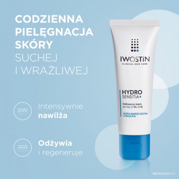 IWOSTIN HYDRO SENSITIA Krem odżywczy na noc z witaminą C+E - 50 ml - obrazek 2 - Apteka internetowa Melissa