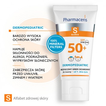 PHARMACERIS S Bezpieczny krem ochronny do twarzy dla dzieci SPF50+ - 50 ml - obrazek 4
