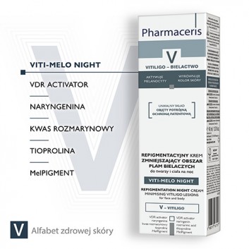 PHARMACERIS V VITI-MELO NIGHT Krem repigmentacyjny zmniejszający obszar plam bielaczych - 40 ml  - obrazek 3 - Apteka internetowa Melissa