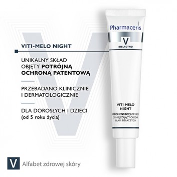 PHARMACERIS V VITI-MELO NIGHT Krem repigmentacyjny zmniejszający obszar plam bielaczych - 40 ml  - obrazek 4