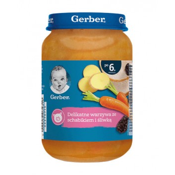 GERBER Obiadek schabik ze śliwką w warzywach po 6. miesiącu - 190 g - cena, opinie, stosowanie
