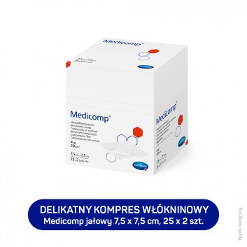 MEDICOMP Kompresy jałowe 7,5 cm x 7,5 cm, 50 sztuk - obrazek 1 - Apteka internetowa Melissa