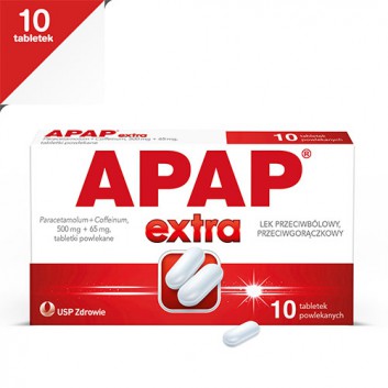 APAP EXTRA - Paracetamol 500 mg + kofeina 65 mg- 10 tabl. - obrazek 1 - Apteka internetowa Melissa