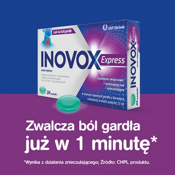INOVOX EXPRESS Smak miętowy, 24 past. Na ból gardła, cena, opinie, wskazania - obrazek 6 - Apteka internetowa Melissa