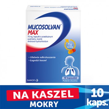 MUCOSOLVAN MAX 75 mg kapsułki na kaszel bez recepty, 10 szt., cena, wskazania, skład - obrazek 1 - Apteka internetowa Melissa