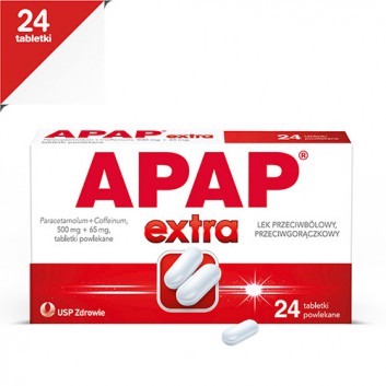 APAP EXTRA - Paracetamol 500 mg + kofeina 65 mg - 24 tabl. - obrazek 1 - Apteka internetowa Melissa