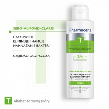 Pharmaceris T Sebo-Almond-Claris, oczyszczający płyn bakteriostatyczny, 3% kwasu migdałowego, 190 ml - obrazek 4