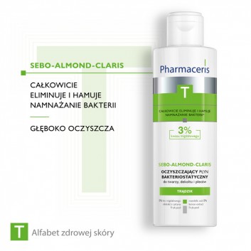 PHARMACERIS T SEBO ALMOND CLARIS Płyn oczyszczający bakteriostatyczny 3% - 190 ml - obrazek 4 - Apteka internetowa Melissa