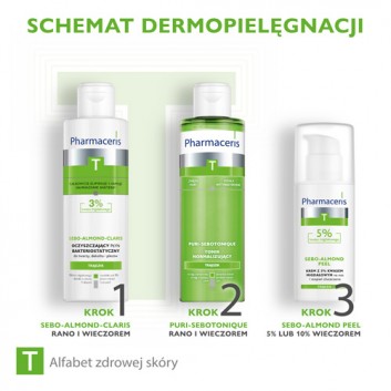 Pharmaceris T Sebo-Almond-Claris, oczyszczający płyn bakteriostatyczny, 3% kwasu migdałowego, 190 ml - obrazek 5