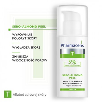 PHARMACERIS T SEBO-ALMOND PEEL  I STOPIEŃ ZŁUSZCZANIA 5% Krem peelingujący, 50 ml - obrazek 4