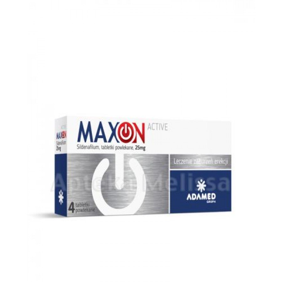 Maxon Active 25 mg, 4 tabletki. Na potencję, cena, opinie, wskazania - obrazek 1 - Apteka internetowa Melissa