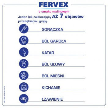 Fervex o smaku malinowym, granulat w saszetkach do sporządzania roztworu doustnego, 12 sztuk - obrazek 2