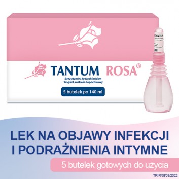 TANTUM ROSA 1 mg/ml roztwór dopochwowy - 5 x 140 ml - obrazek 1 - Apteka internetowa Melissa