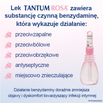 Tantum Rosa, 1 mg/ml, roztwór dopochwowy, 140 ml, 5 butelek - obrazek 2