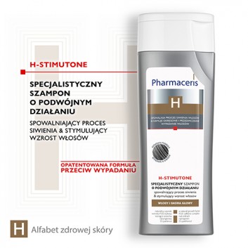 PHARMACERIS H STIMUTONE, szampon o podwójnym działaniu stymulacja wzrostu włosów i przeciw siwieniu, 250 ml - obrazek 2