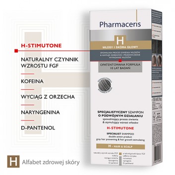 PHARMACERIS H STIMUTONE, szampon o podwójnym działaniu stymulacja wzrostu włosów i przeciw siwieniu, 250 ml - obrazek 3