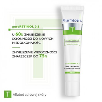 PHARMACERIS T PURERETINOL 0.3, krem z retinolem na trądzik wieku dorosłego na noc, 40 ml - obrazek 4