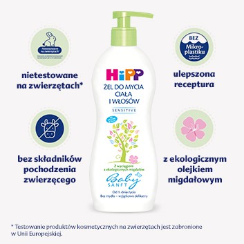 HIPP BABYSANFT Żel do mycia ciała i włosów, 400 ml  - obrazek 3