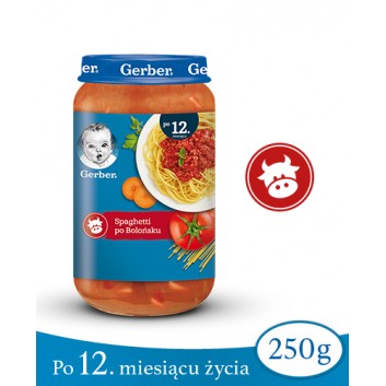 GERBER JUNIOR Obiadek spaghetti po bolońsku po 12 miesiącu - 250 g - obrazek 1 - Apteka internetowa Melissa