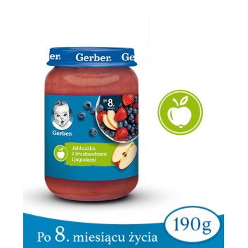 GERBER Deserek jabłuszka z truskawkami i jagodami po 8 miesiącu - 190 g - obrazek 1 - Apteka internetowa Melissa