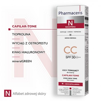 Pharmaceris N Capilar-Tone, krem tonujący CC, SPF 30, skóra naczynkowa i nadreaktywna, 40 ml - obrazek 3