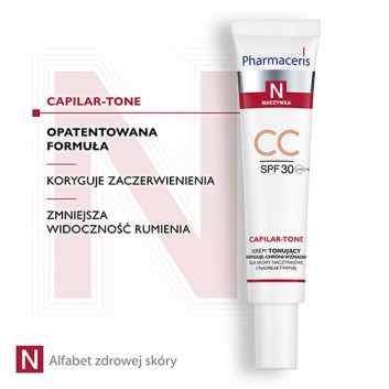 Pharmaceris N Capilar-Tone, krem tonujący CC, SPF 30, skóra naczynkowa i nadreaktywna, 40 ml - obrazek 4