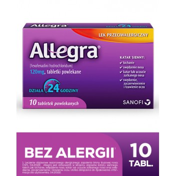 ALLEGRA 120 mg, na alergię i katar sienny 10 tabletek - obrazek 1 - Apteka internetowa Melissa