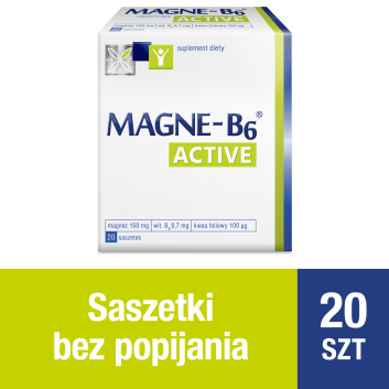 MAGNE-B6 ACTIVE 34 g - 20 szt. Magnez, kwas foliowy w saszetkach. - obrazek 1 - Apteka internetowa Melissa