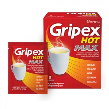 GRIPEX HOT MAX, 8 saszetek - obrazek 1 - Apteka internetowa Melissa