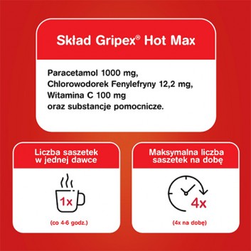 Gripex Hot Max, proszek do sporządzania roztworu doustnego, 8 saszetek - obrazek 5